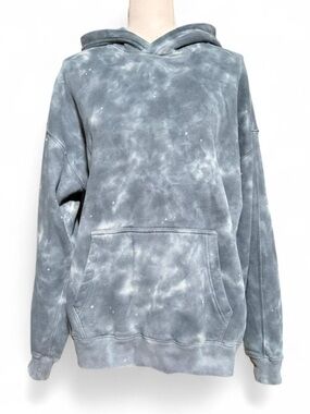 Abercrombie & Fitch Blue Tie Dye Sherpa Lined Oversized Hoodie Small Cozy Fleece